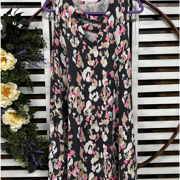 Navy and Pink Leopard Print Dress with Pockets
(5’2; modeling the Small) - Picture 2 of 4